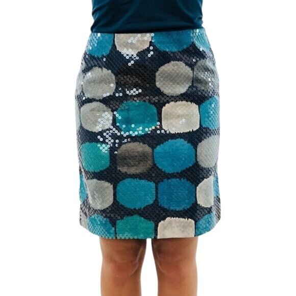 Ann Taylor Dresses & Skirts - Ann Taylor Blue, Gray & Navy Sequin A-Line Mini Skirt • Office Siren Corpcore